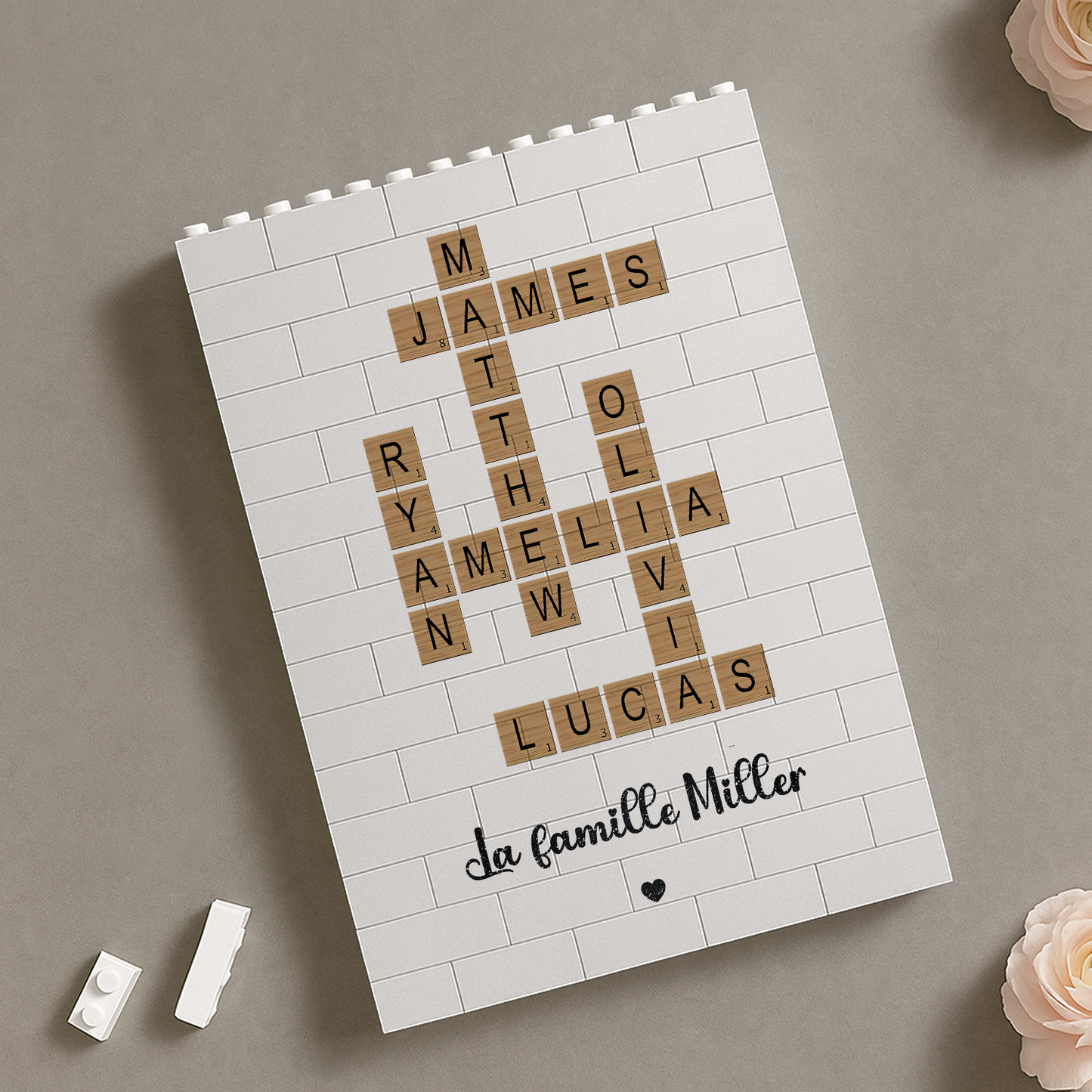 Family Crossword Custom Name Puzzle - Personalized Rectangle Building Brick