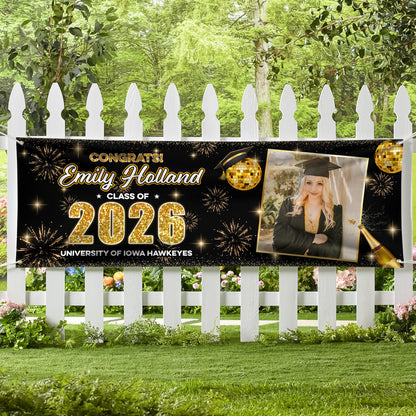 Custom Photo Congrats 2026 Style Personalized Banner - Graduation Decor