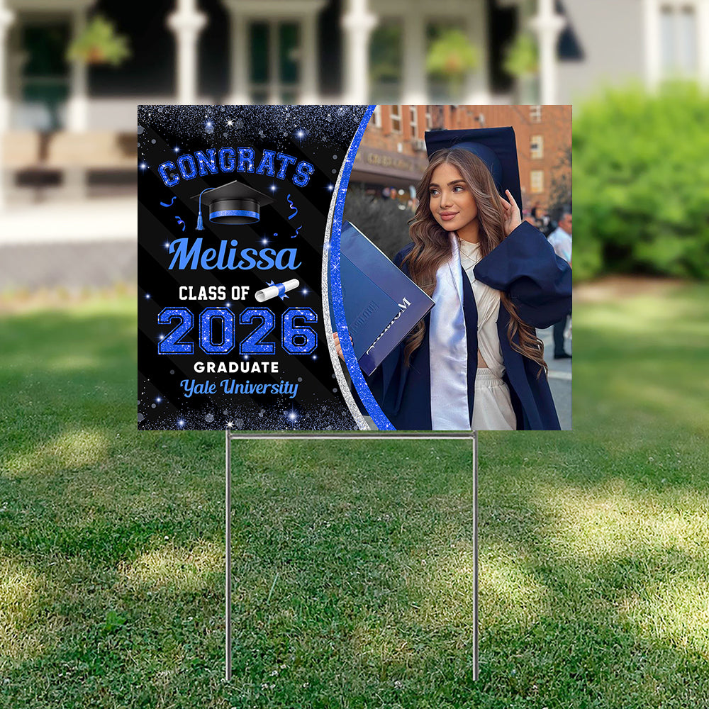 Class Of 2026 Graduate Lawn Sign, Graduation Gift - Personalized Graduation Yarn Sign With Stake