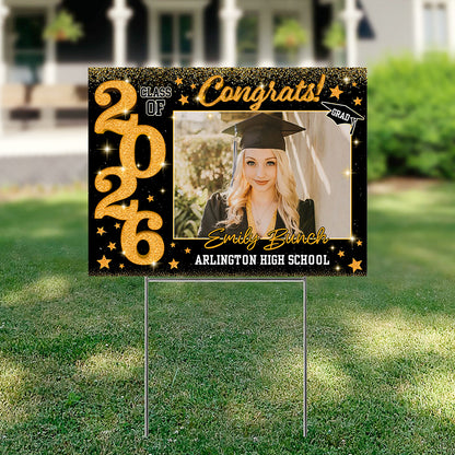 Graduation Lawn Sign, Graduation Gift - Personalized Graduation Yarn Sign With Stake