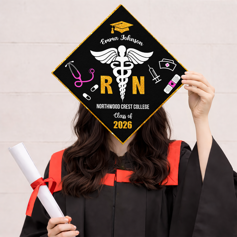 Class Of 2026 Nurse Topper - Personalized Printed Graduation Cap Topper
