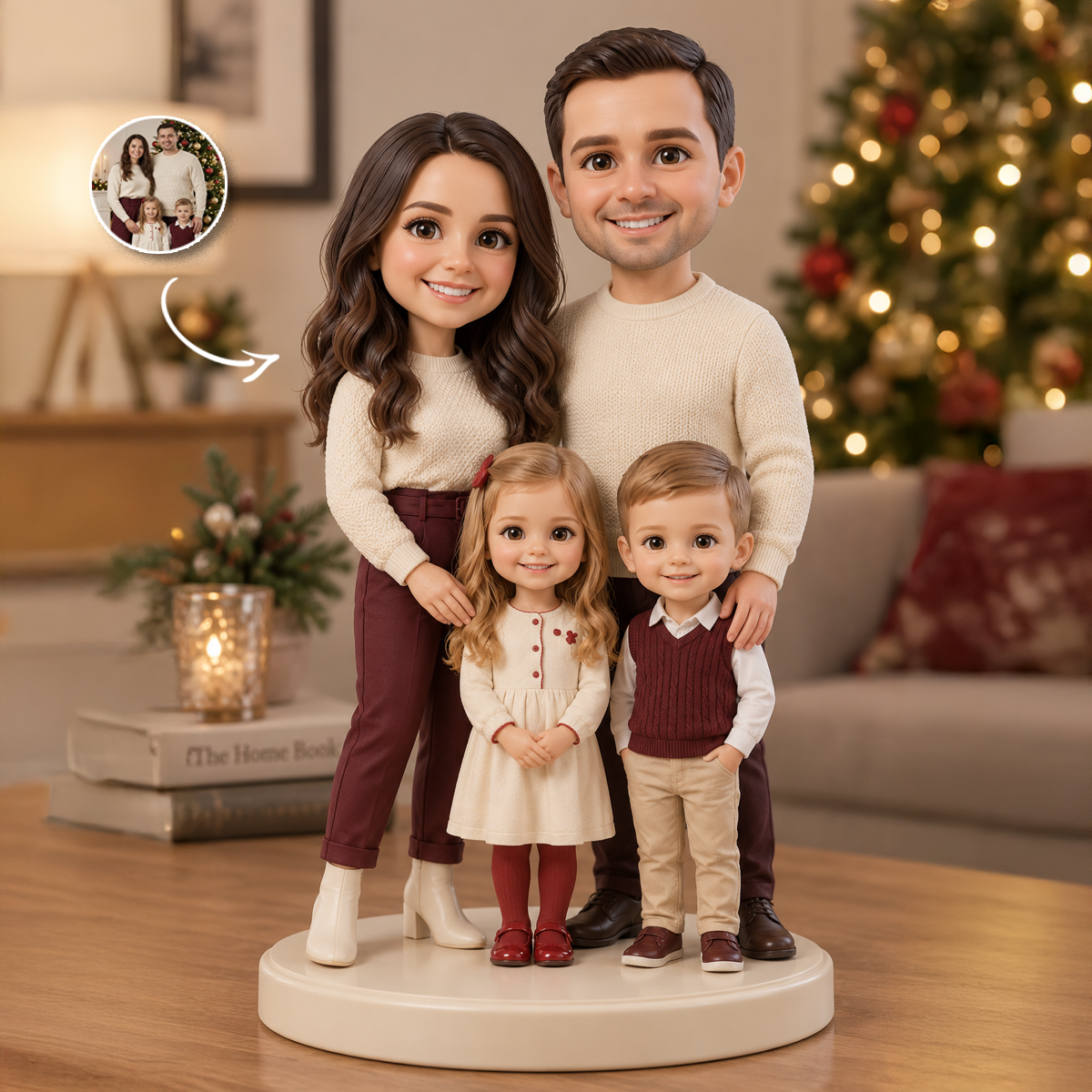 Couple Custom Photo Figurine - 3D Couple, Family, Pet Portrait Statue