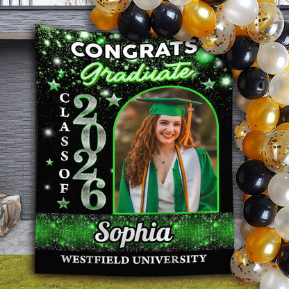 Congrats Grad Party Style Graduation Decor - Personalized Congrats Graduation Backdrop