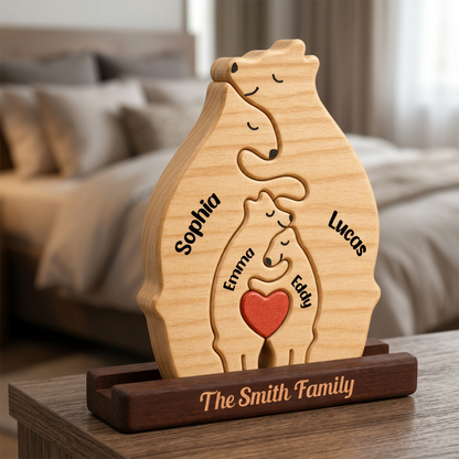 Personalized Bear Family Puzzle - Custom Wooden Name Puzzle