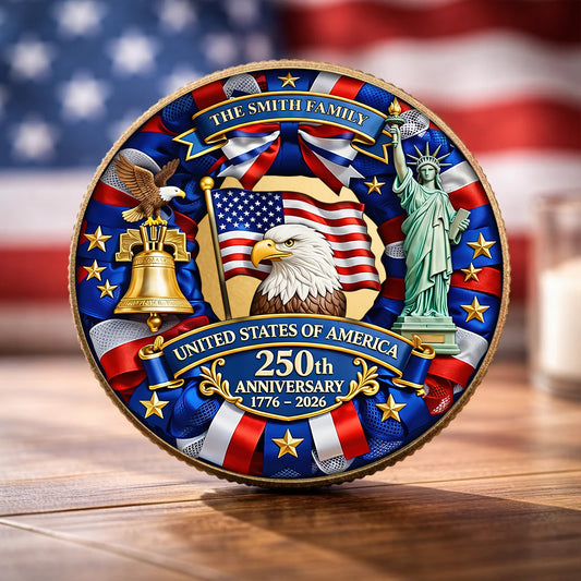 Custom Family Name 250th Anniversary United States Of America - Commemorative Challenge Coin 1776-2026