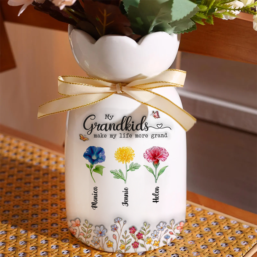 Make Life More Grand With Lovely Kids - Personalized Custom Ribbon Tie Flower Vase