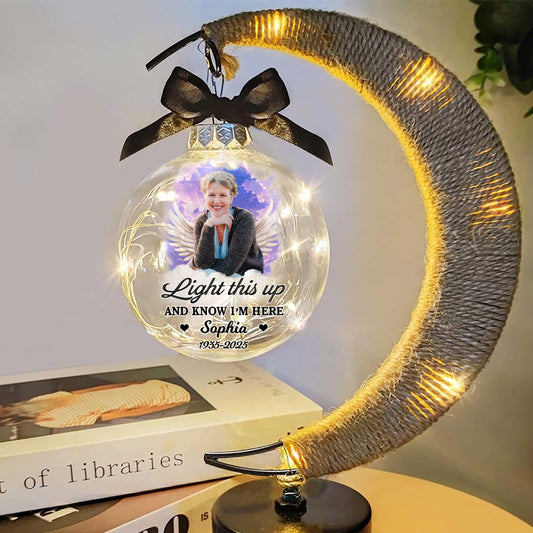 Light This Up - Personalized Memorial Moon Led Lamp - Remembrance Gift, Sympathy Gift