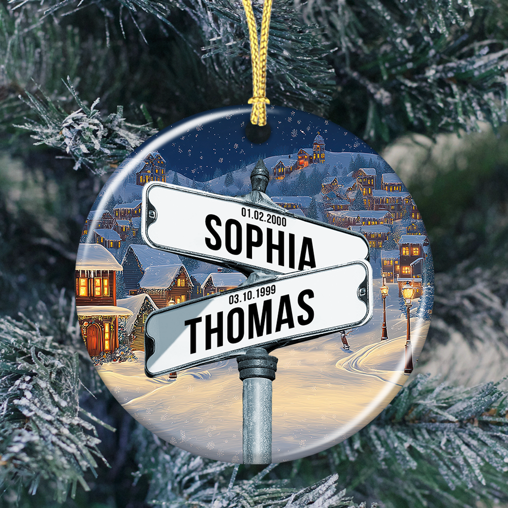 Vintage Street Sign Ornament 2026 - Real 3D Ceramic Ornament