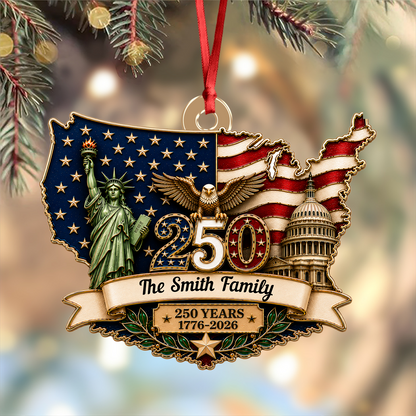 Custom Eagle Personalized 250th America  - Real 3D Relief Ornament