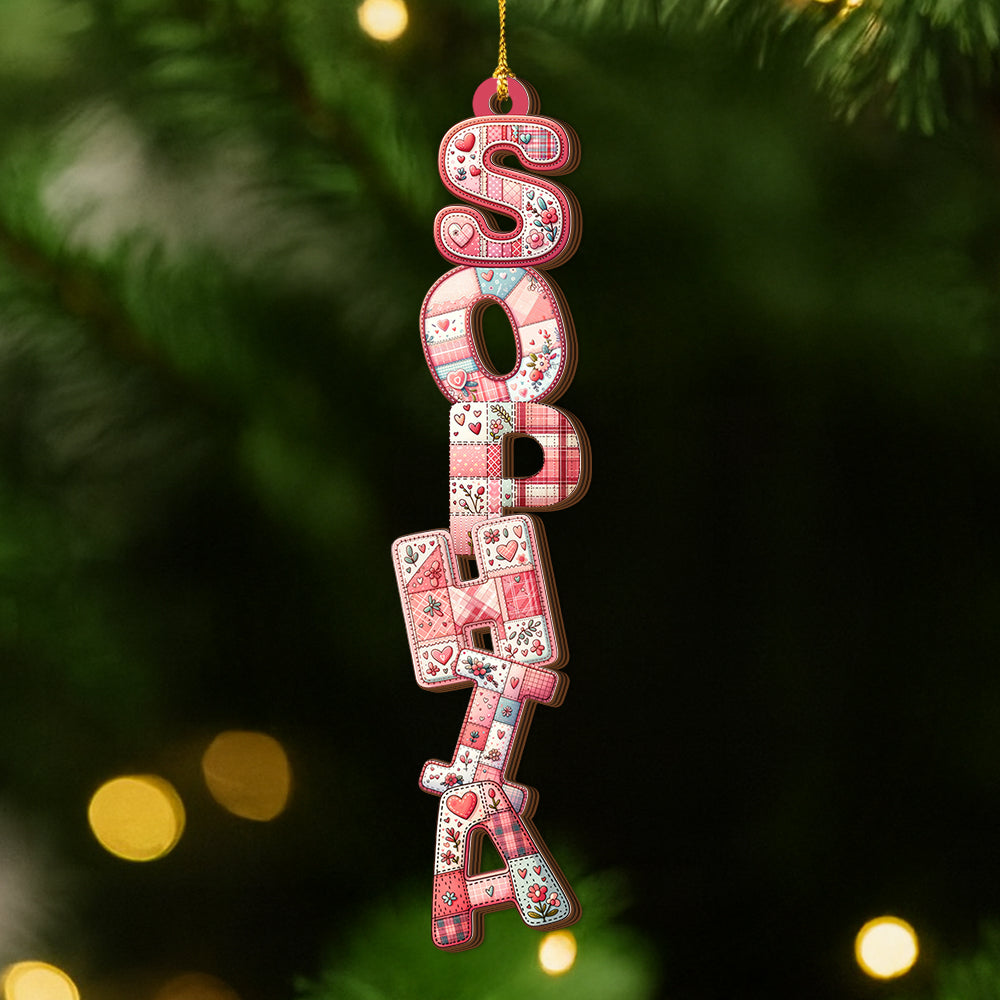 Custom Pink Letter - Custom Shaped 2 Layered Wood Christmas Ornament