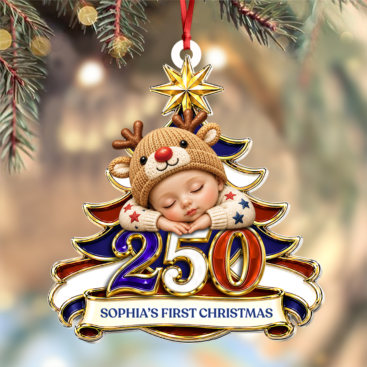 Newborn 250 Years Of Freedom United States Of America - Real 3D Relief Ornament