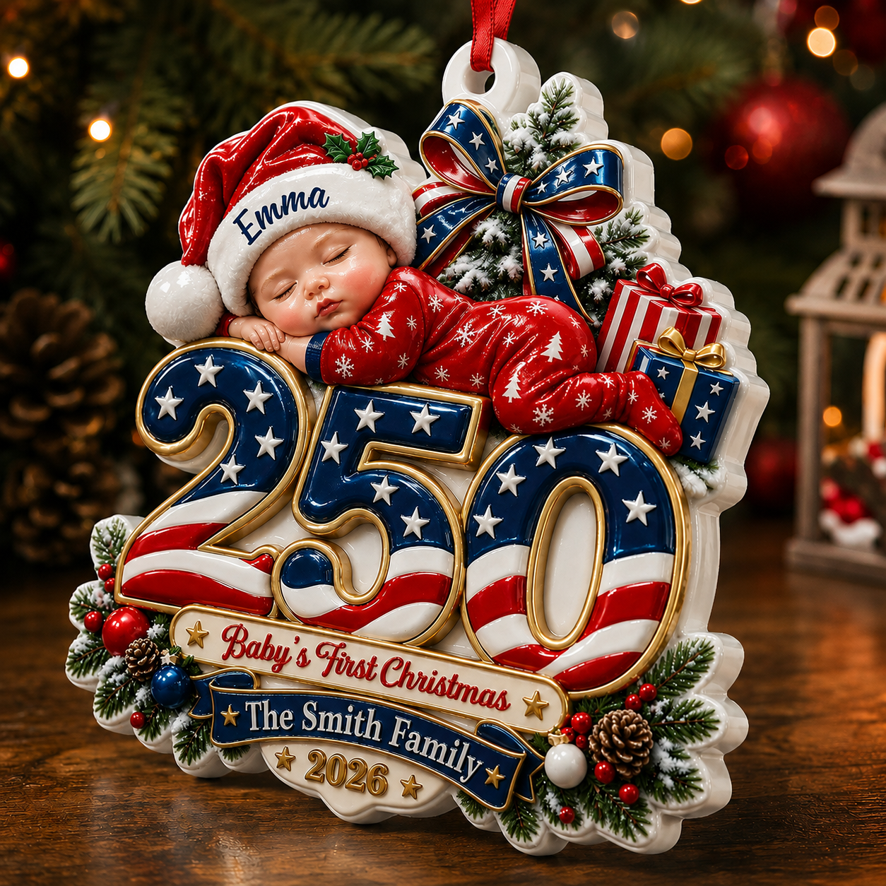 First Christmas, Historic Year - Merry Christmas - Real 3D Relief Ornament