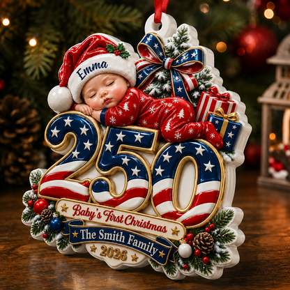 First Christmas, Historic Year - Merry Christmas - Real 3D Relief Ornament