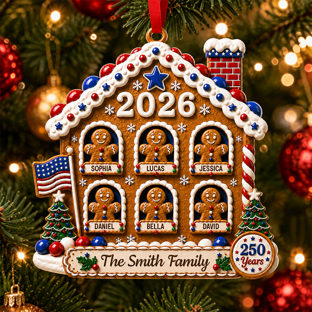Personalized Cookies House 250th America Patriotic - Real 3D Relief Ornament 2