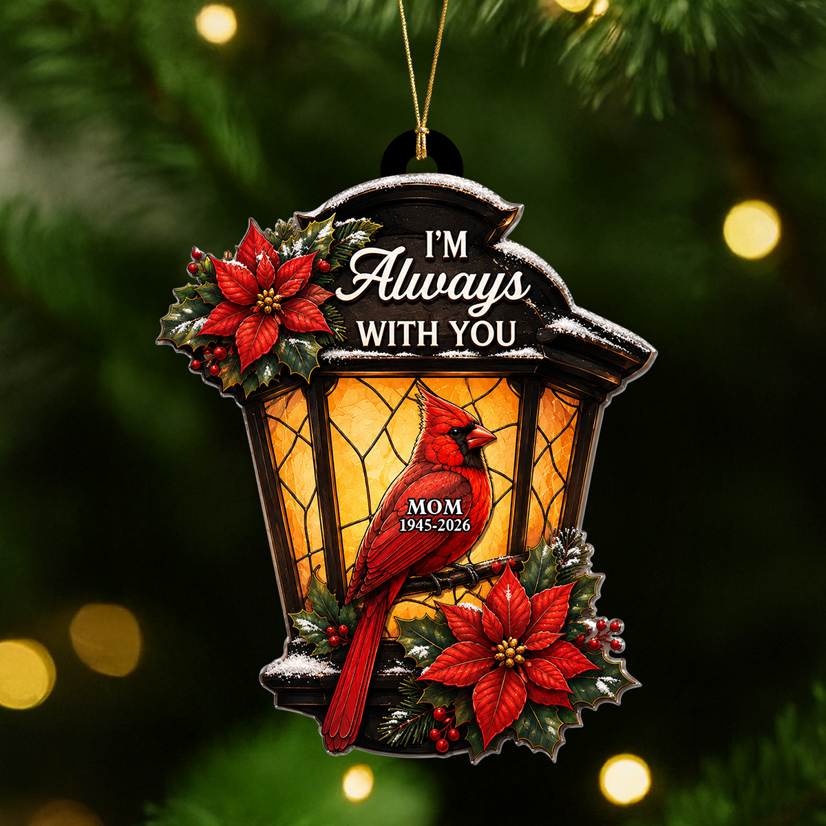 Memorial Cardinal Lantern Always With You - 3D Relief Ornament