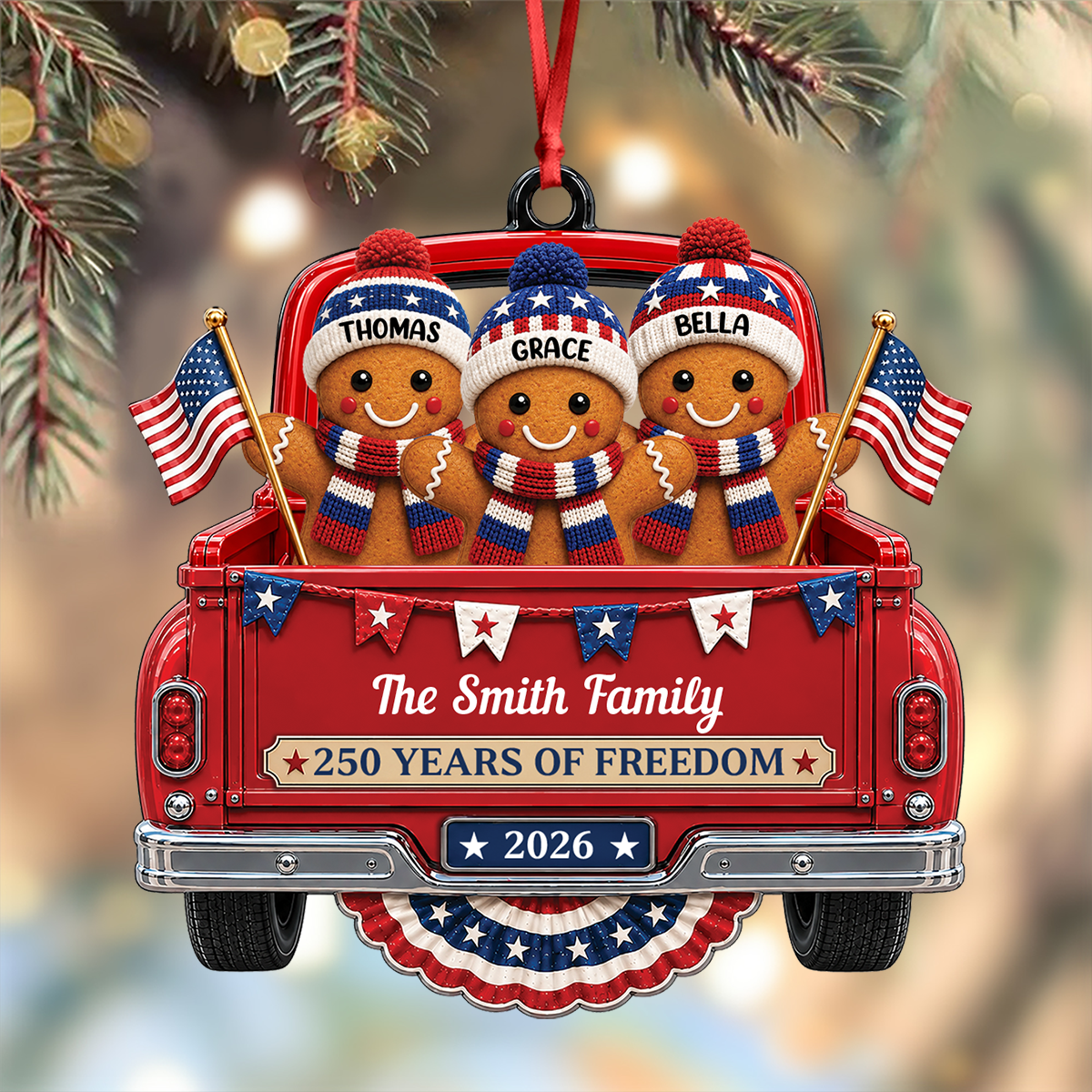 Freedom And Family Love United States Of America - Real 3D Relief Ornament