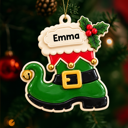 Personalized Santa Boot Ornament - Custom Name Christmas Keepsake for Kids and the Whole Family - - Real 3D Relief Ornament
