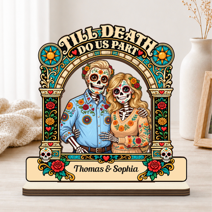 Till Death Do Us Part - Personalized 2-Layer Wood Plaque With Flat Base