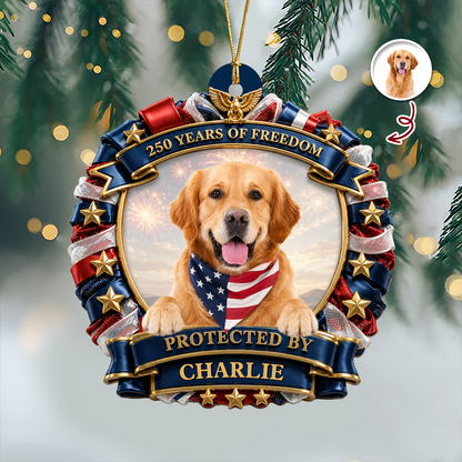 Personalized Dog Lovers 250th America Ornament Patriotic - Real 3D Relief Ornament 2