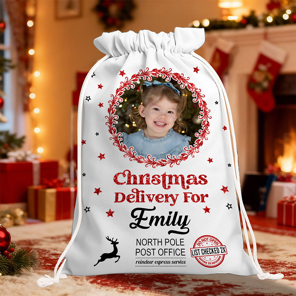 Santa Sack Delivery Glitter - Christmas Bag Gift For Family - Christmas Sack