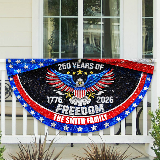 250 Years Of Freedom Fan Flag - Custom Family Name Non-Pleated Fan Flag