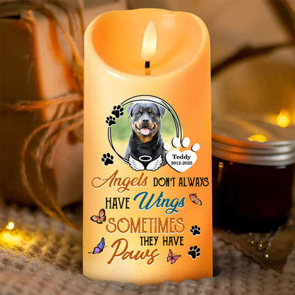 Sometimes Angle Have Paws - Personalized Photo LED Candle