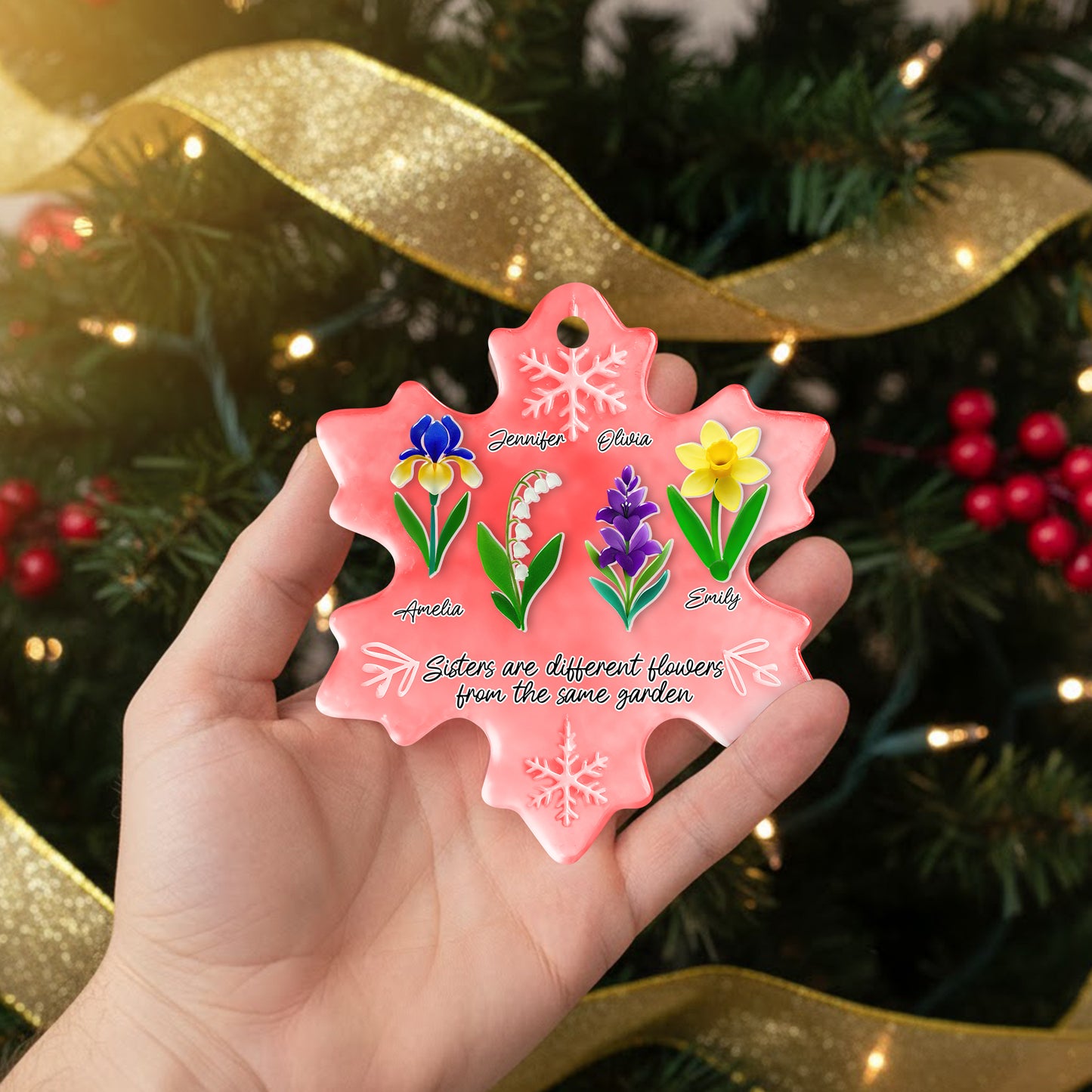 Flowers Sea Glass - Personalized Custom Acrylic 2-layered Ornament