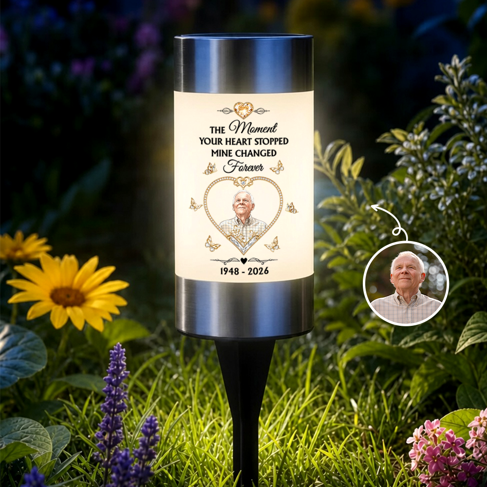 The Moment My Heart Changed Forever Solar Garden Light - Personalized Memorial Sympathy Gifts For Loss Of Mom, Dad