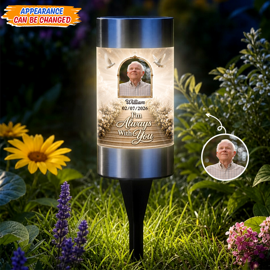 Custom Photo Solar Garden Light - Personalized Memorial Sympathy Gifts For Loss Of Mom, Dad - Forever With You
