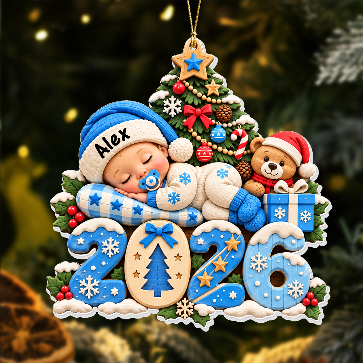 Custom 2026 Heart Gifts for New Mom New Dad Newborn - Real 3D Relief Ornament