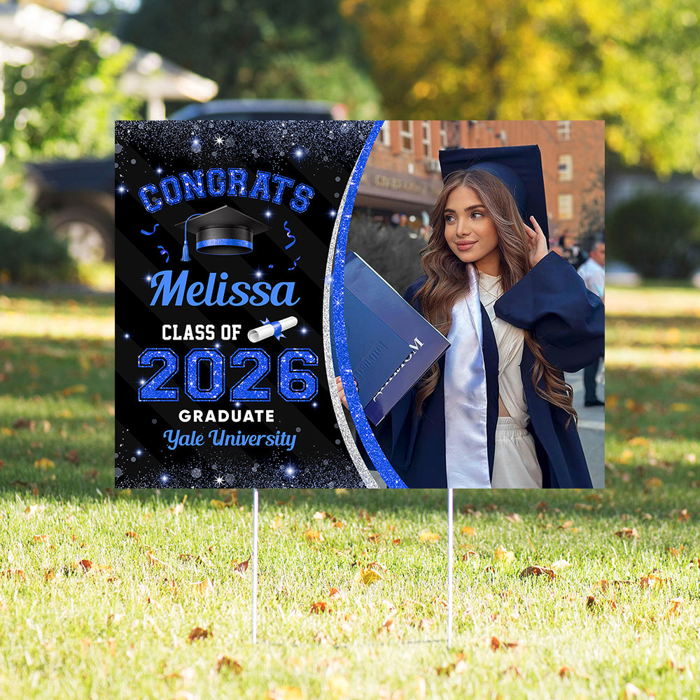 Class Of 2026 Graduate Lawn Sign, Graduation Gift - Personalized Graduation Yarn Sign With Stake