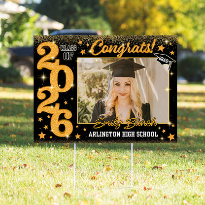 Graduation Lawn Sign, Graduation Gift - Personalized Graduation Yarn Sign With Stake