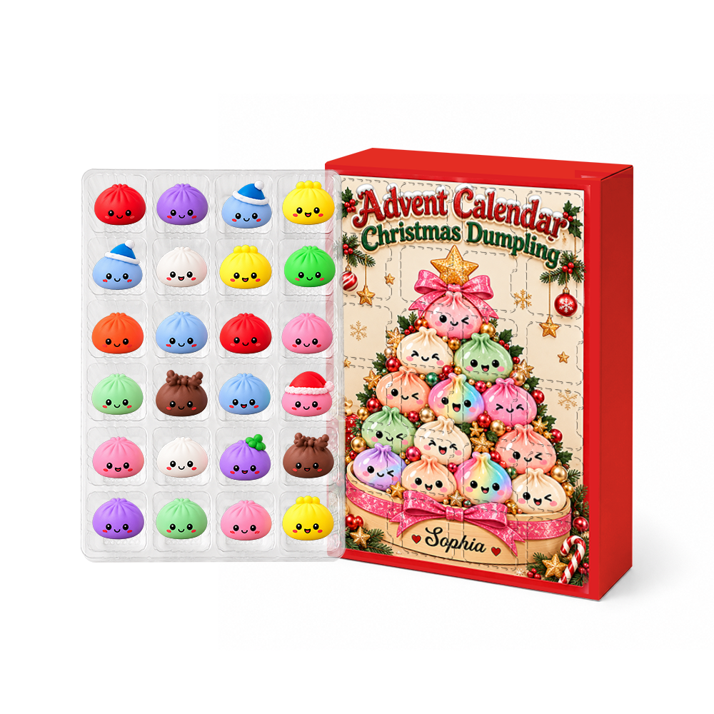 Christmas Dumpling Tree Advent Calendar - Dumpling Advent Calendar - 24 Mini Dumpling Squishies - Family Countdown Calendar