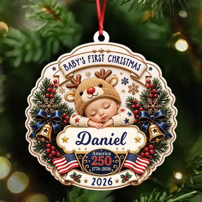 Personalized Baby First Christmas - Real 3D Relief Ornament 2