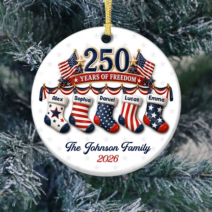 Personalized America 250th Anniversary Christmas Gifts - Real 3D Ceramic Ornament