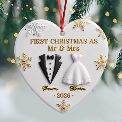 Him And Her - Our First Christmas Together - Real 3D Relief Ornament