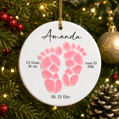 Sea Glass Baby Footprint - Real 3D Ceramic Ornament