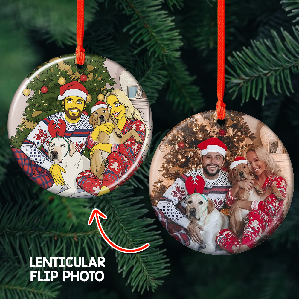 Funny Yellow Family - Custom Photo Lenticular Ornaments