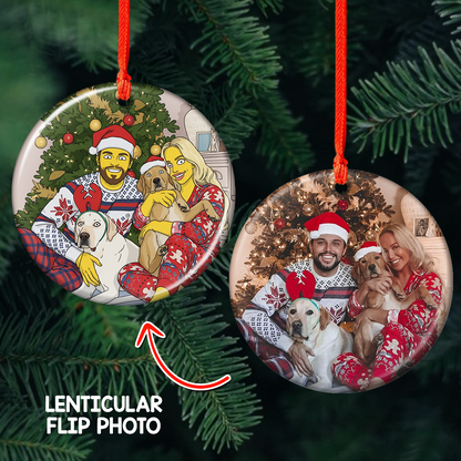 Funny Yellow Family - Custom Photo Lenticular Ornaments