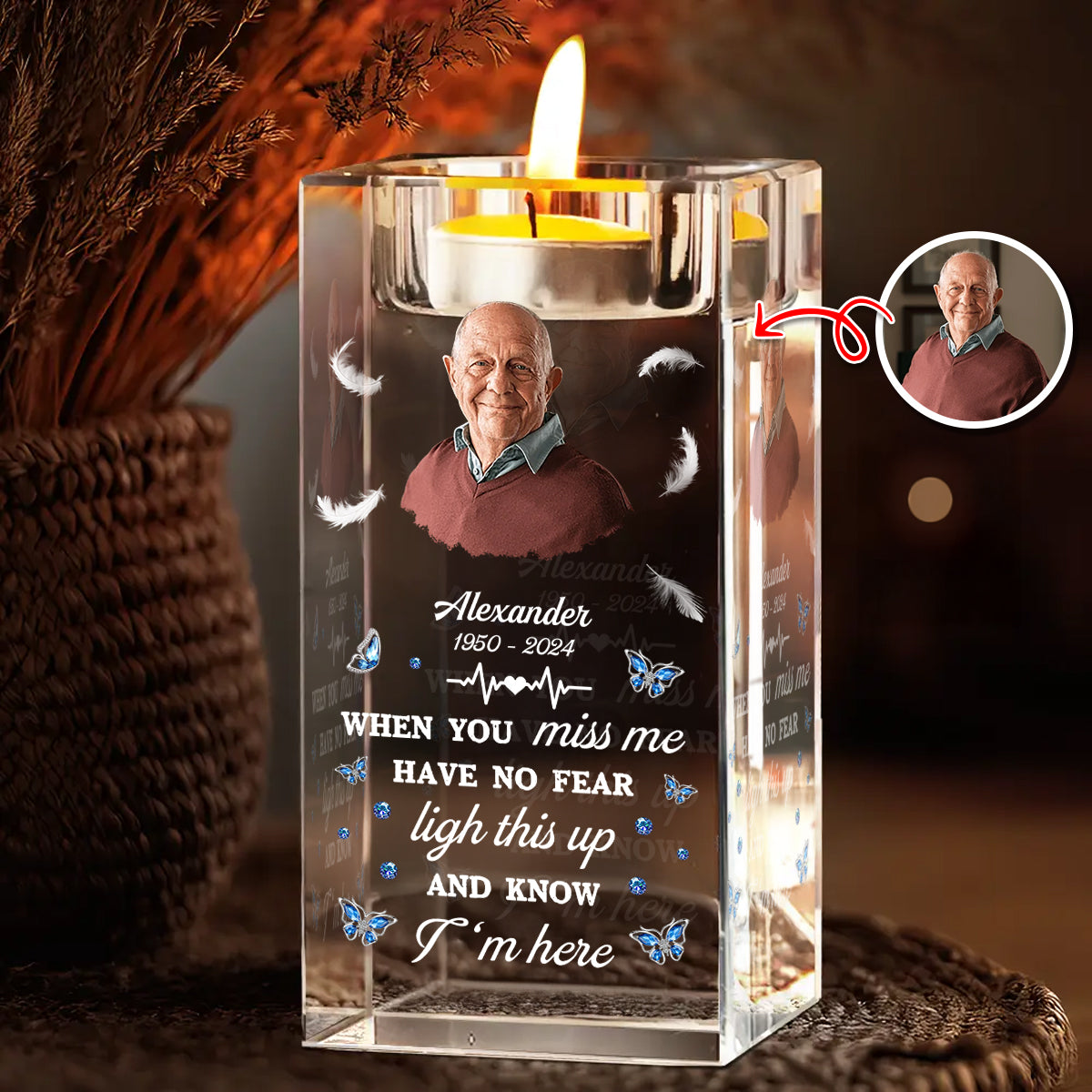 Have No Fear Light This Up - Personalized Crystal Candle Holder