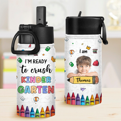 I am Ready - Back to School Water Bottle With Straw Lid - 12 oz Stainless Steel