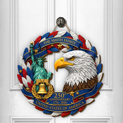 Custom Wood Sign Eagle - Personalized America 250th Anniversary Gifts