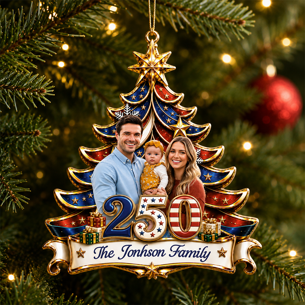 Personalized America 250th  Together For The Holidays - Real 3D Relief Ornament 2