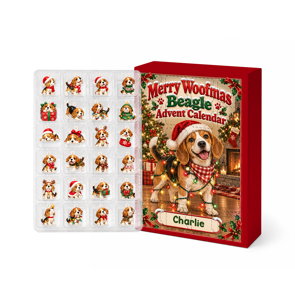 Beagle Advent Calendar 2026 - 24 Day Christmas Countdown Box With Cute Figurines - Advent Calendar Box-Box&Acrylic