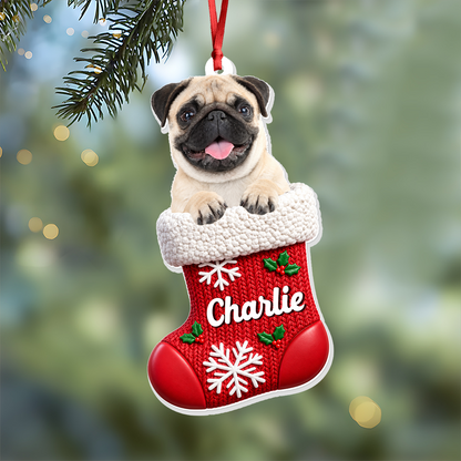 Custom Dog Cat Pet Stocking - Real 3D Relief Ornament