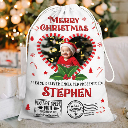 Personalized Merry Christmas Photo - Christmas Bag Gift For Family - Christmas Sack
