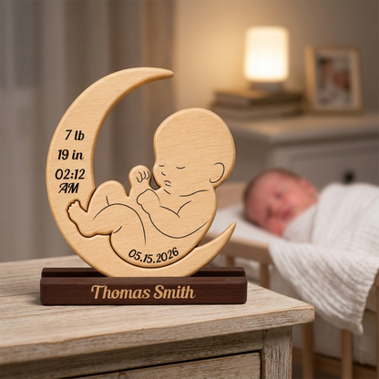 Moon Our Little Baby Puzzle - Custom Premium Wooden Name Puzzle - Christmas Gifts - New Mom New Dad