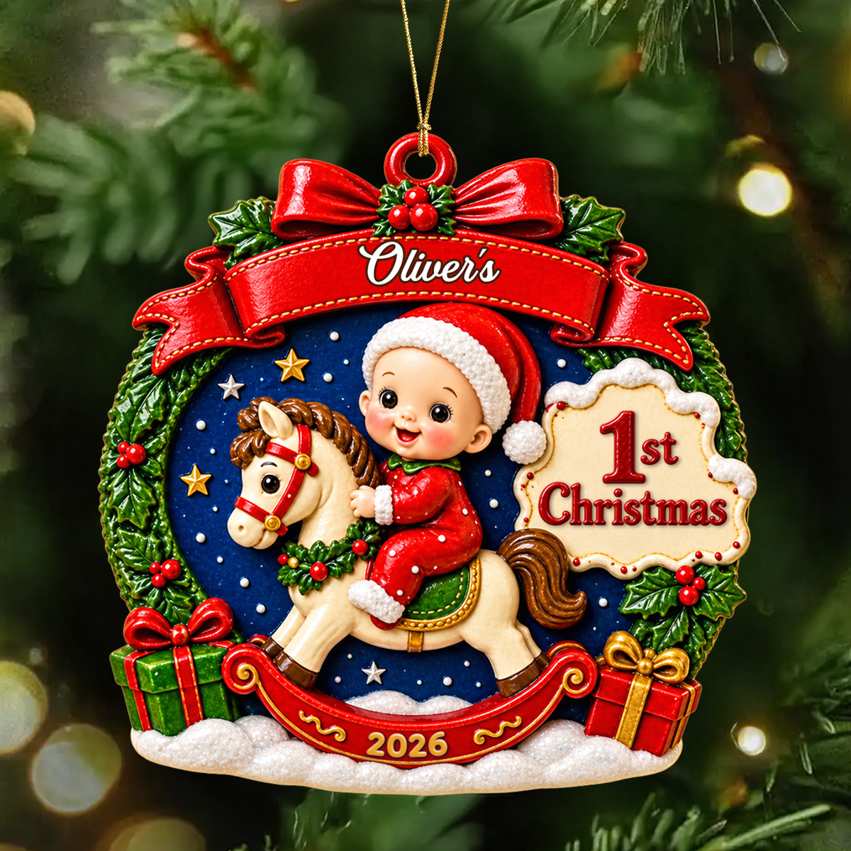 Our Little Miracle Family Christmas Names - Real 3D Relief Ornament 2