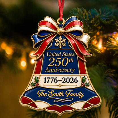 Personalized 250th America Christmas Ornament Patriotic - Real 3D Relief Ornament