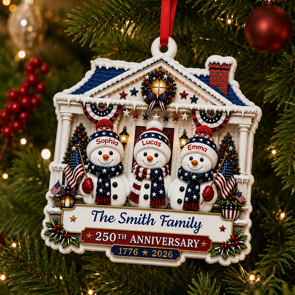 Personalized America 250th Anniversary - Real 3D Relief Ornament 2